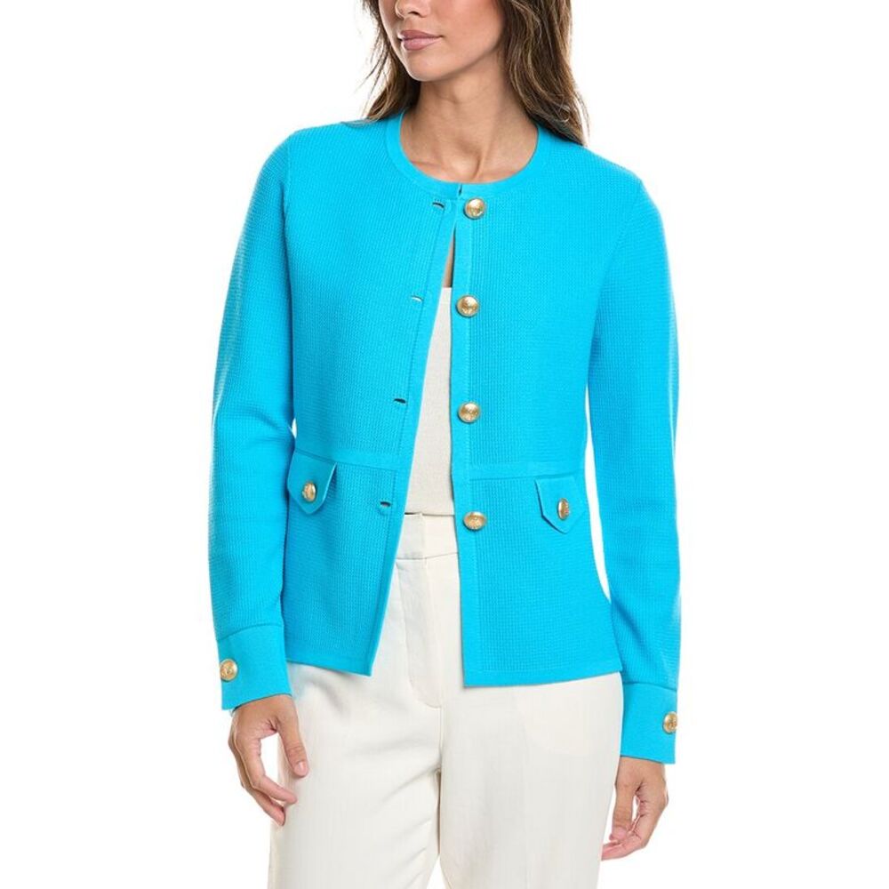 St. John Womens Pique Day Jacket, Blue